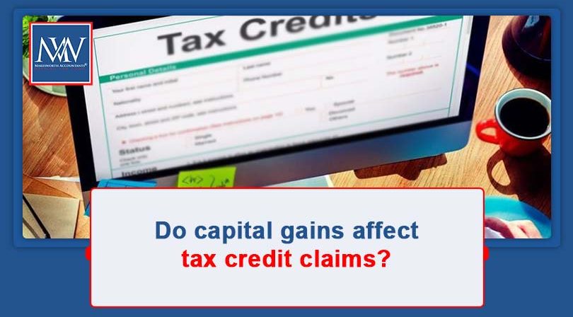 Do capital gains affect tax credit claims?