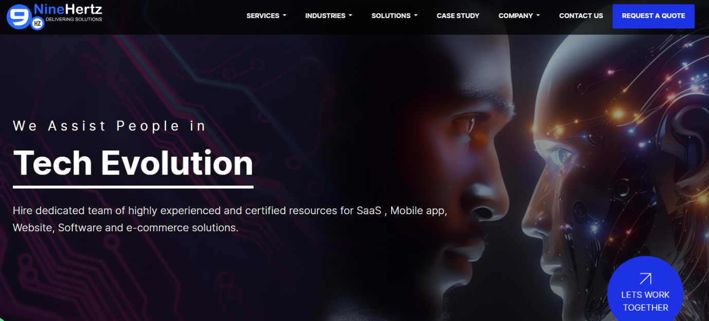 homepage of the nine hertz app development firm
